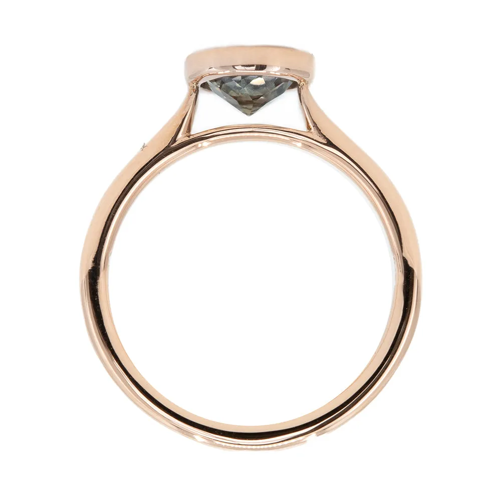 1.34ct Round Grey Sapphire Bezel Set Ring in 14k Rose Gold