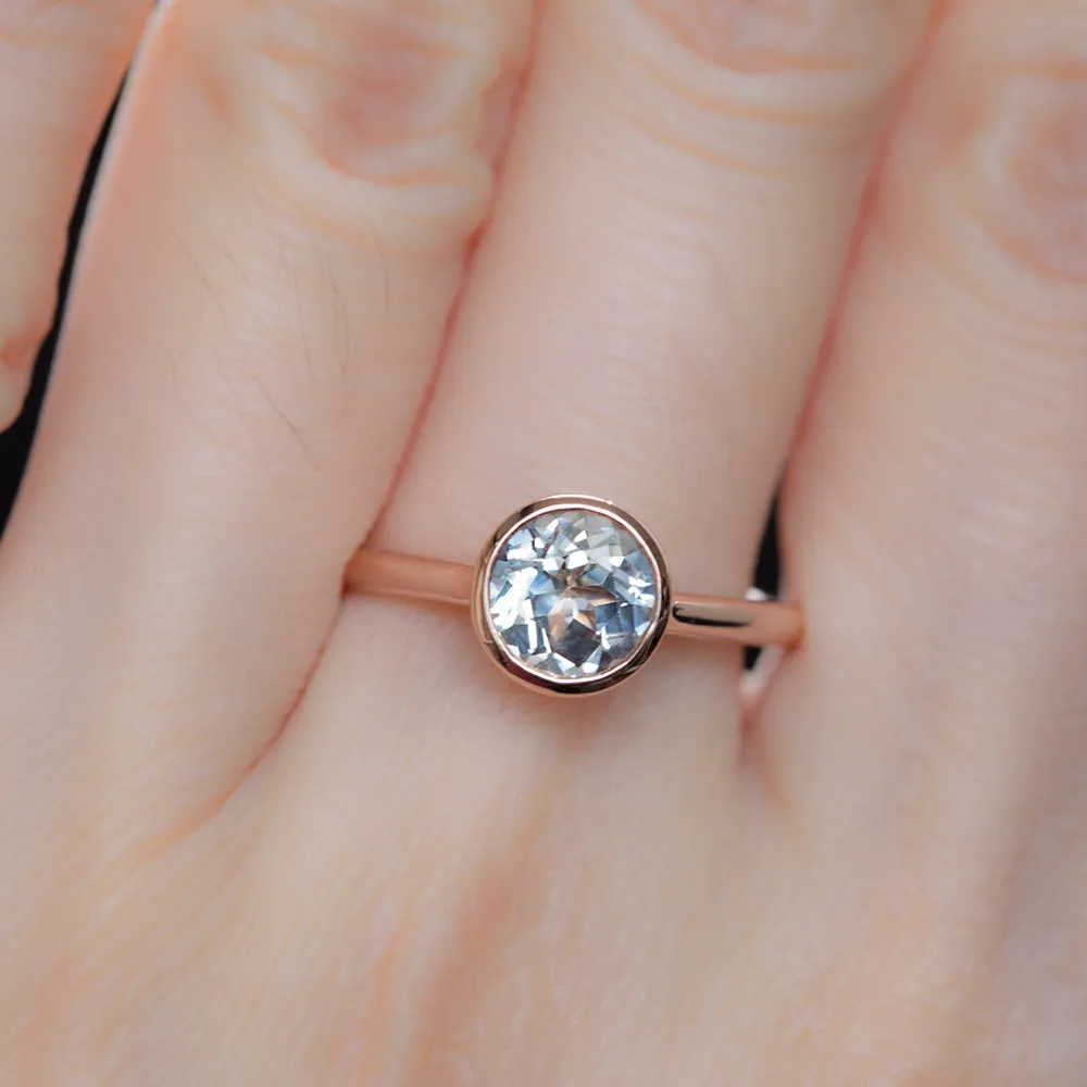 1.34ct Round Grey Sapphire Bezel Set Ring in 14k Rose Gold