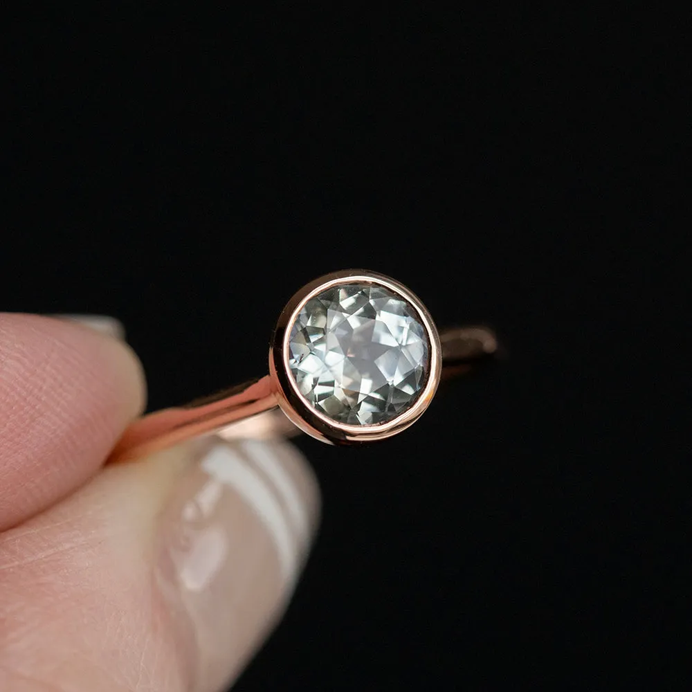 1.34ct Round Grey Sapphire Bezel Set Ring in 14k Rose Gold