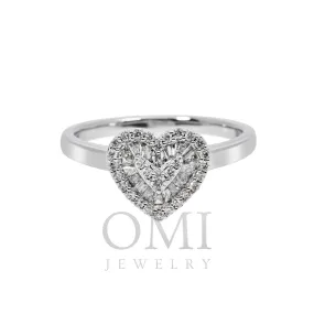 14K GOLD BAGUETTE AND ROUND DIAMOND HEART RING 0.35 CT