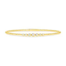 14k Gold Bubble 5-Round Diamond Bangle