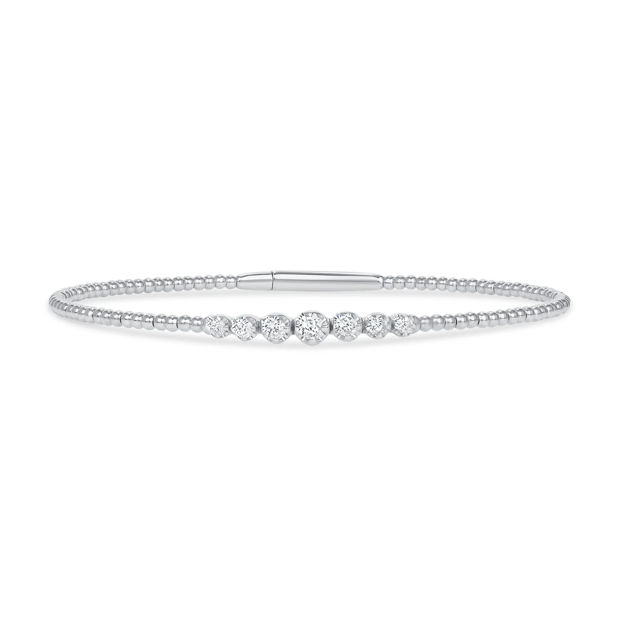 14k Gold Bubble 5-Round Diamond Bangle