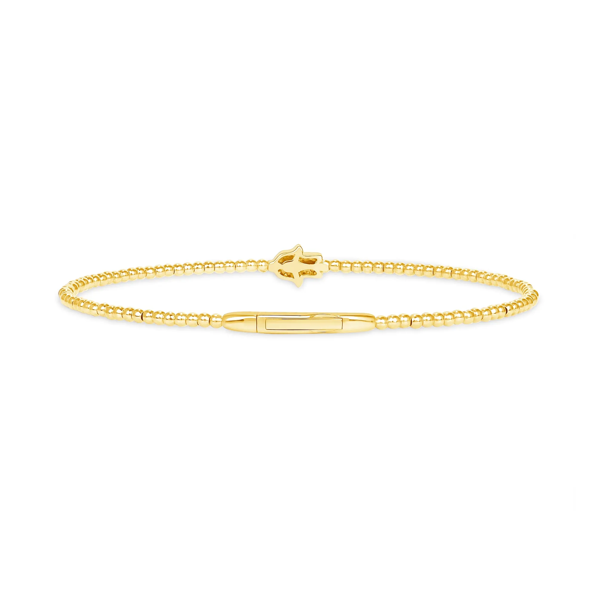 14k Gold Bubble Hamsa Diamond Bangle