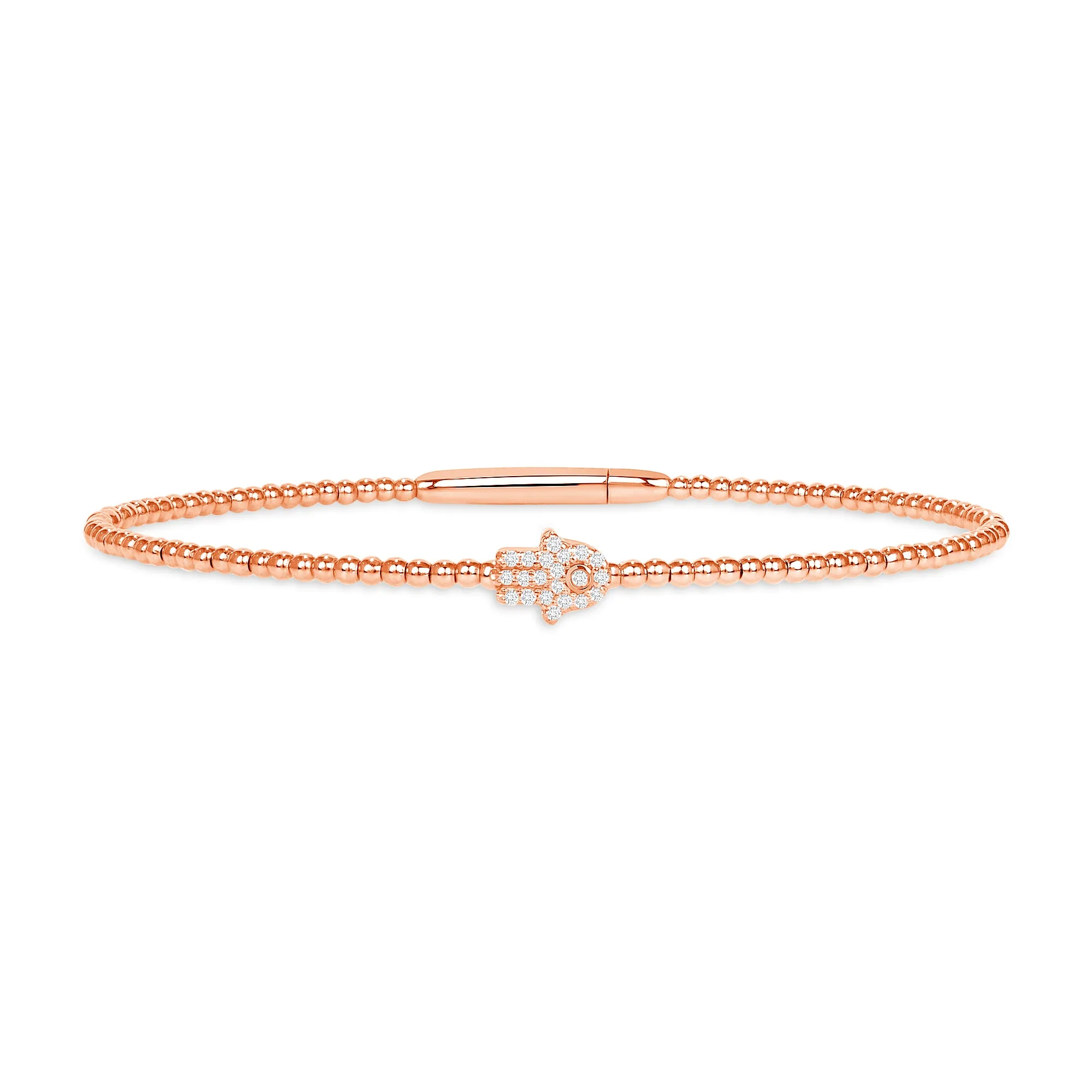 14k Gold Bubble Hamsa Diamond Bangle