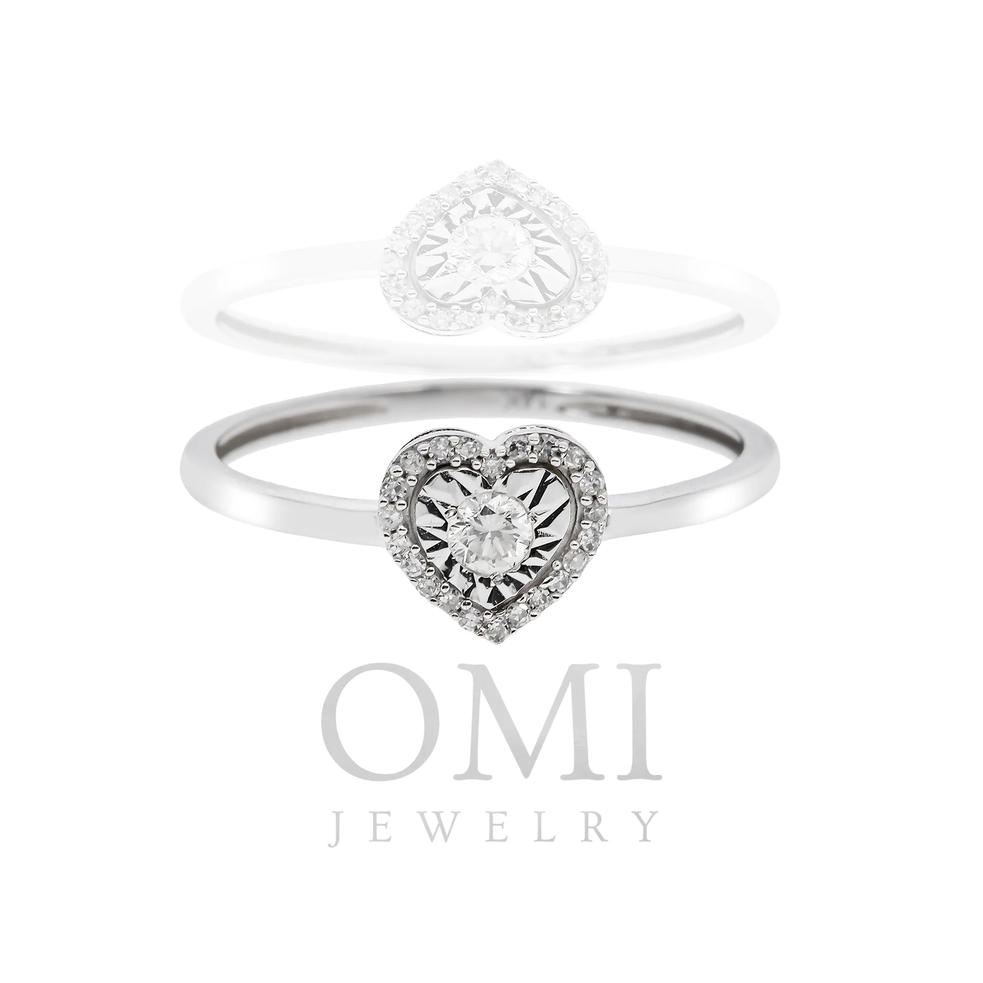 14K GOLD ROUND HALO DIAMOND HEART RING 0.15 CT