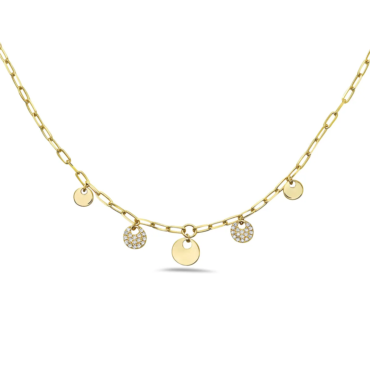 14k Pave Disc Necklace