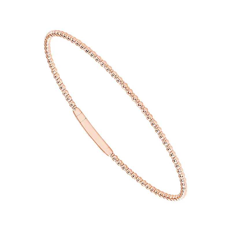 14K Rose Gold Beaded Flex Bangle