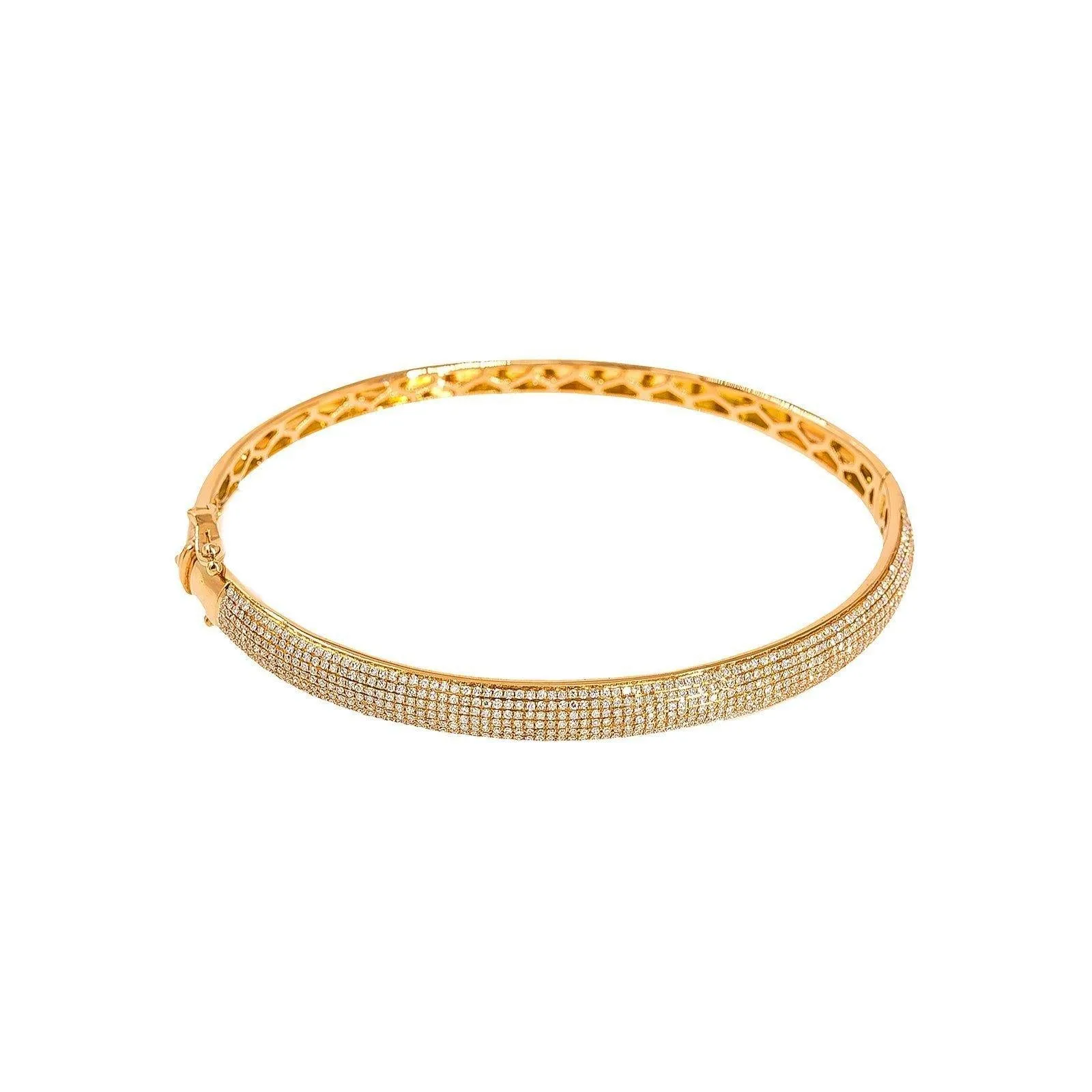 14K Rose Gold Diamond Bangle W/ VS Diamonds & Rounded Band