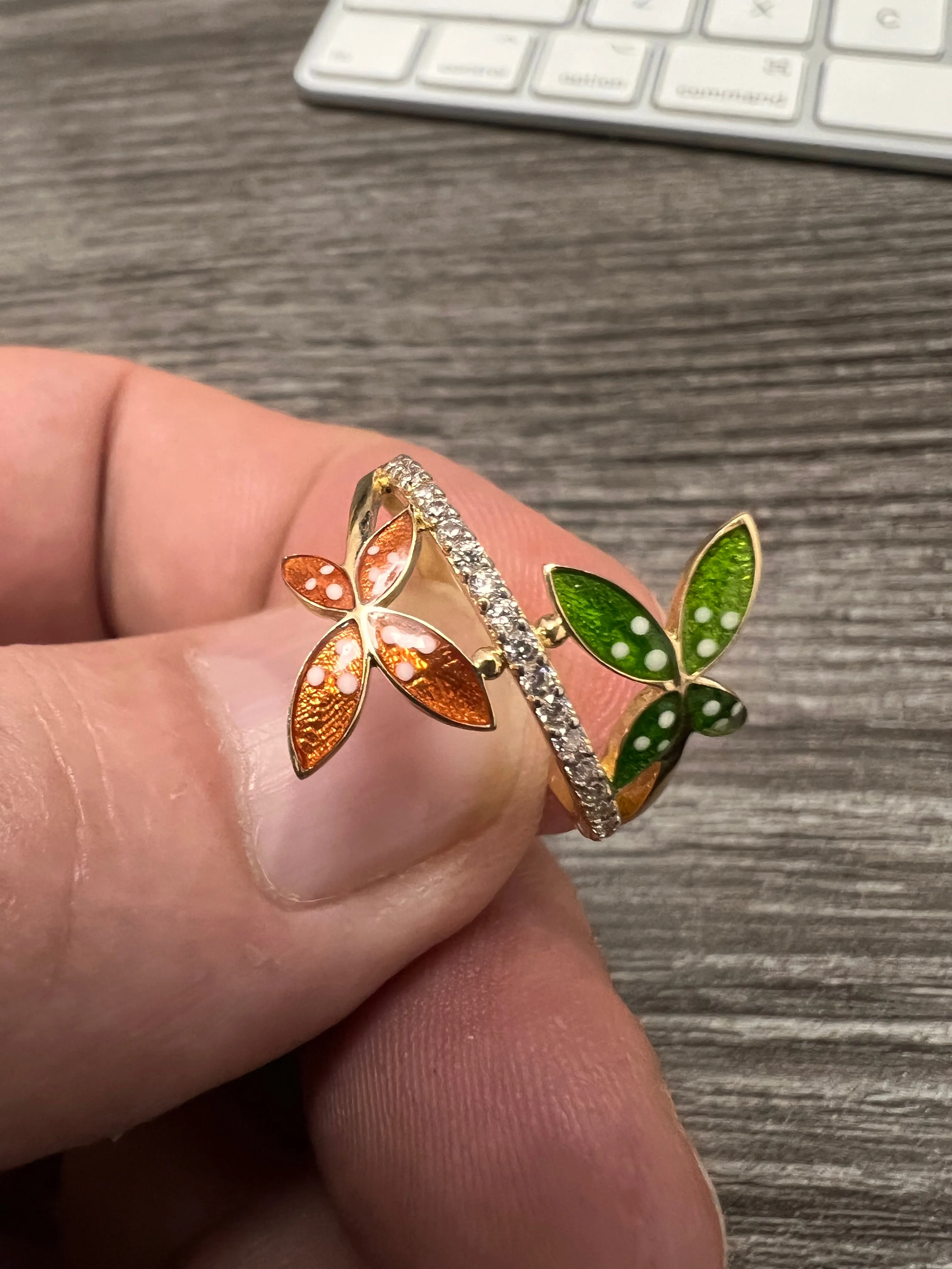 14K Yellow gold 2 butterfly ring-227141