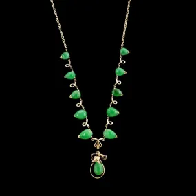 14K Yellow Gold Estate Jade Necklace