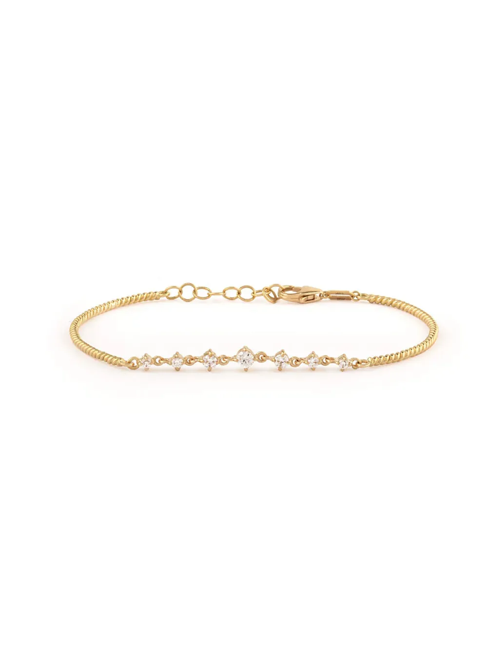 18K Gold Prong-Set Diamond Chain Bangle