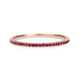 18K Gold Stretch & Stack Ruby Tennis Bracelet, 8.55-18 Carats