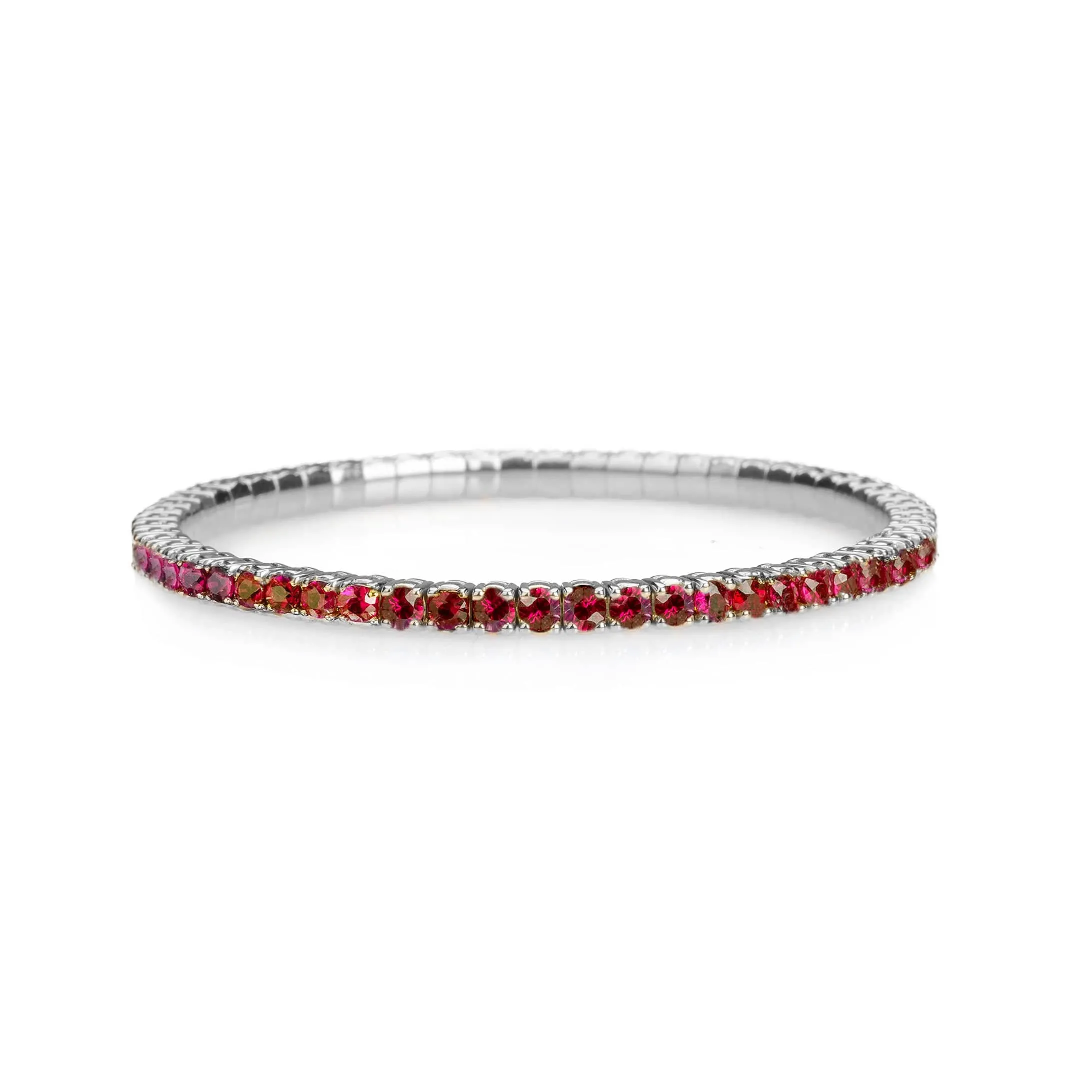 18K Gold Stretch & Stack Ruby Tennis Bracelet, 8.55-18 Carats