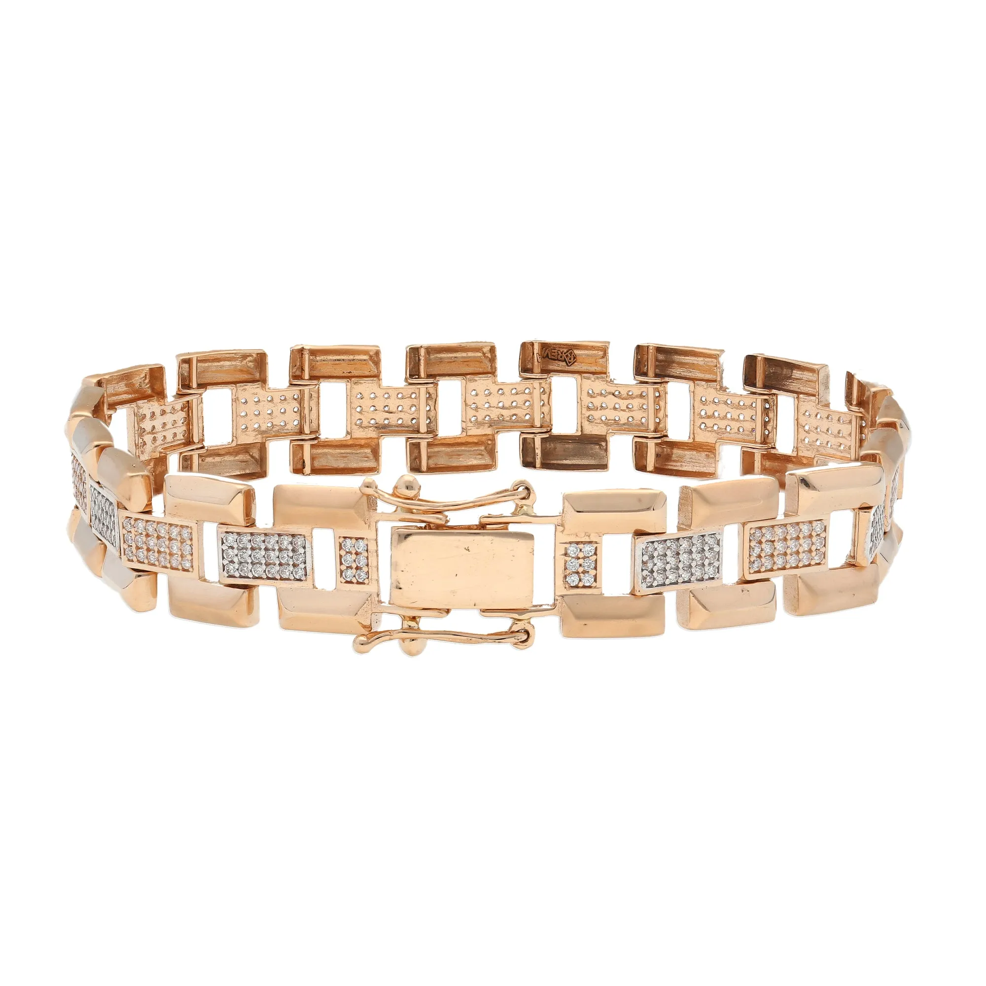 18K Rose Gold & CZ Link Bracelet (22.8gm)