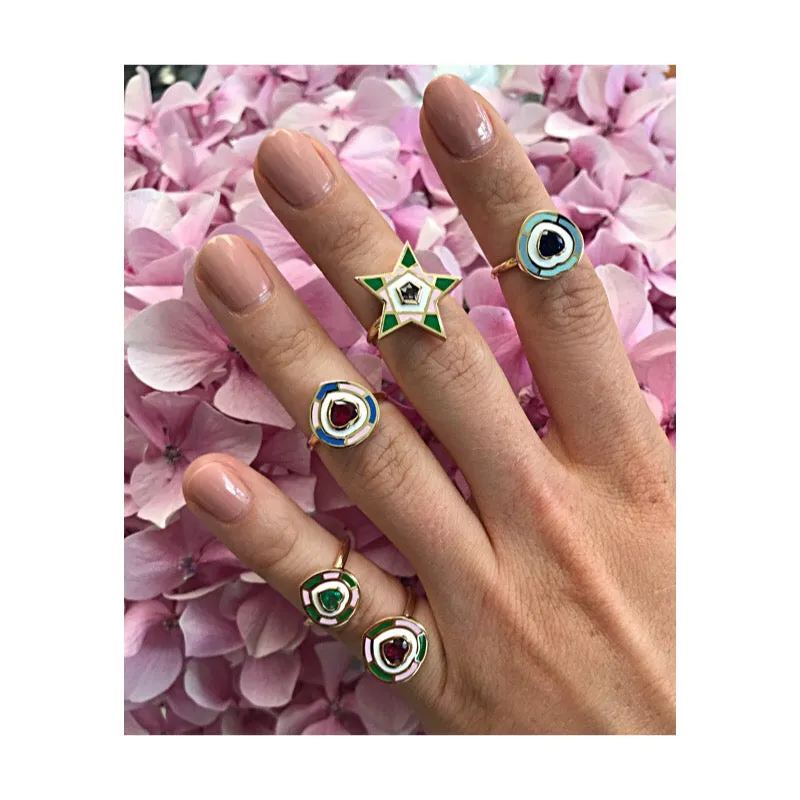 18K YG Kerr Spinel Star Enamel Ring