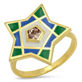 18K YG Kerr Spinel Star Enamel Ring