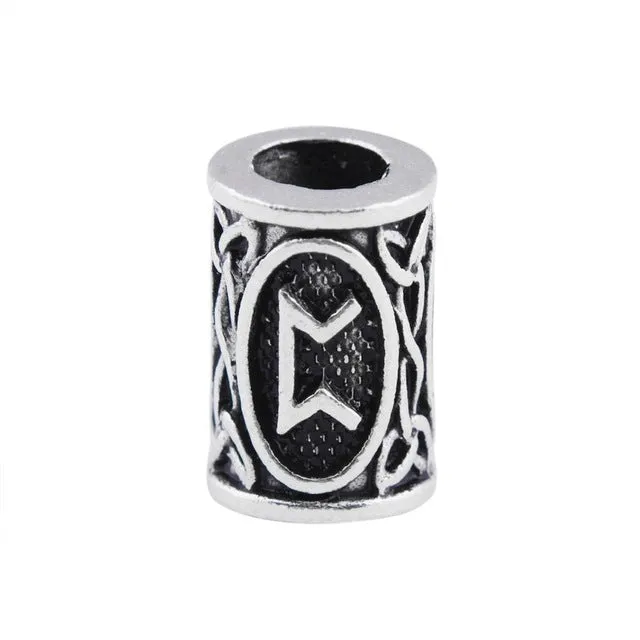 1pcs Viking Runes beads for Beards or Hair Jewelry Making Antique Beads Metal Charms for Bracelets for DIY Pendant Necklace