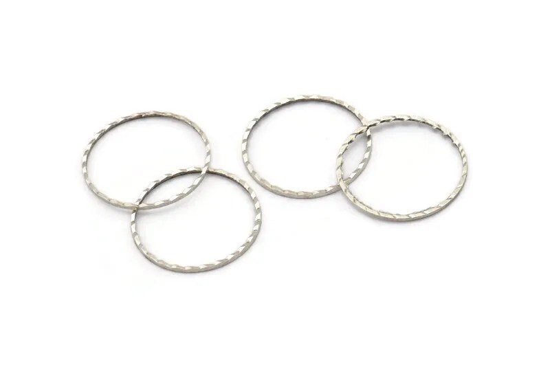 22mm Silver Circle, 12 Antique Silver Plated Brass Circles (22x1mm) N0536