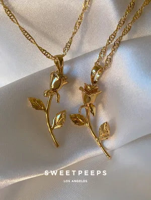 24K Rose Stem Necklace