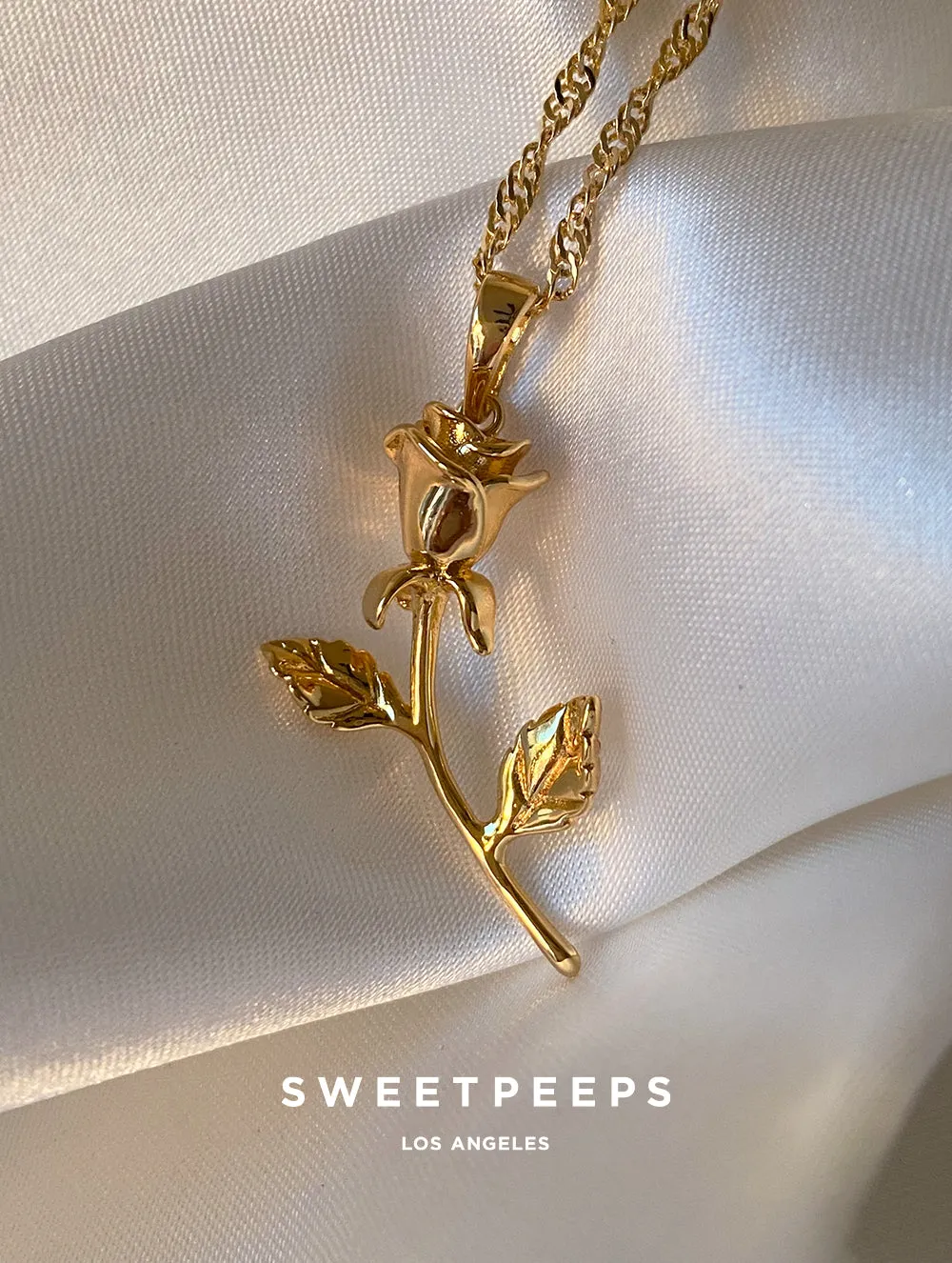 24K Rose Stem Necklace