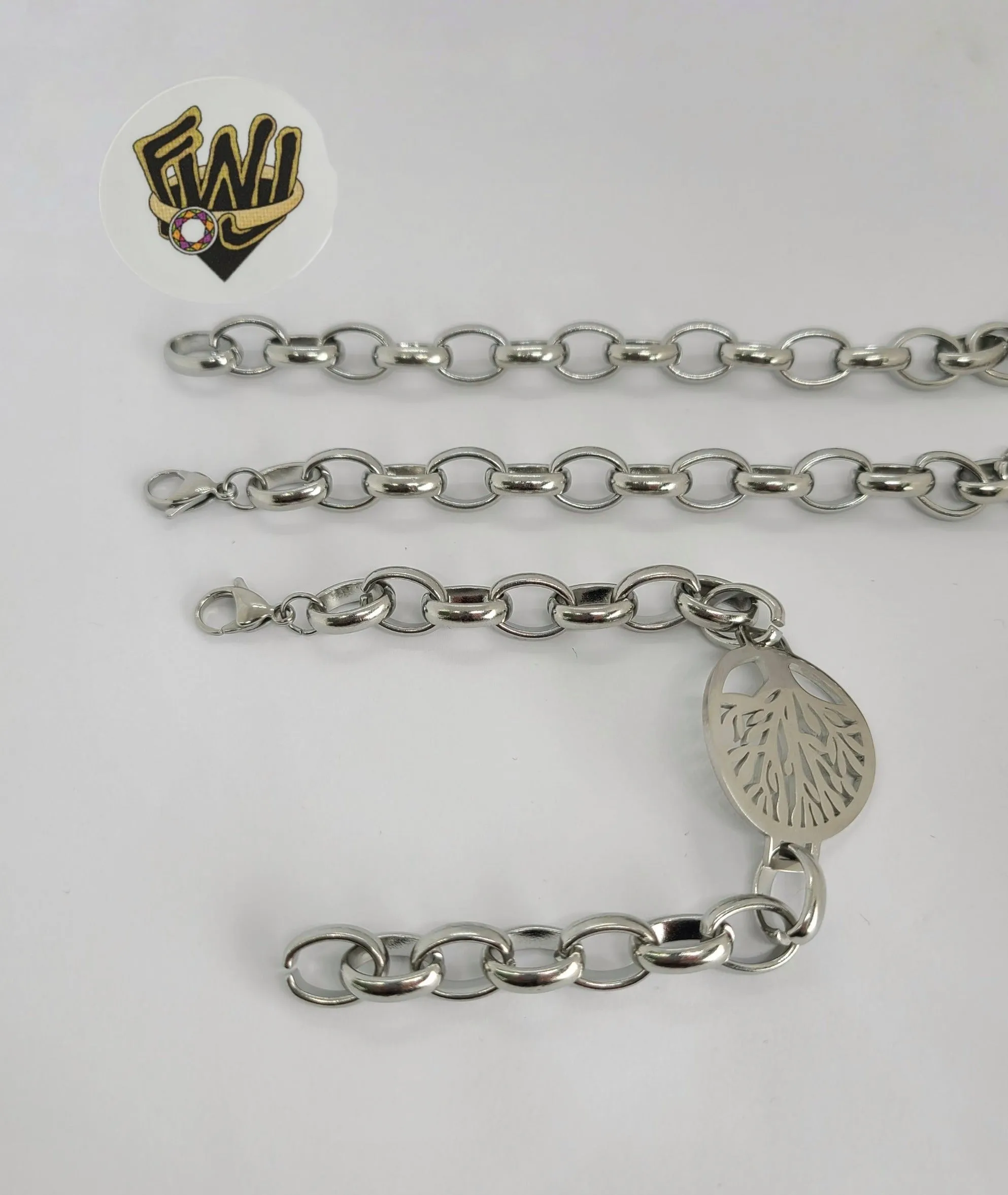 (4-7098-A) Stainless Steel - 10mm Rolo Link Tree of Life Set.