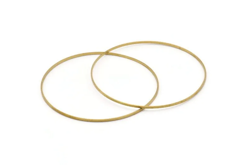 80mm Circle Connectors - 12 Raw Brass Circle Connectors (80x0.75x1.8mm) Bs 1076