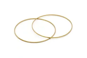 80mm Circle Connectors - 12 Raw Brass Circle Connectors (80x0.75x1.8mm) Bs 1076