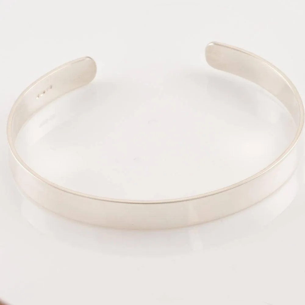 8mm Wide Ladies Silver Polished Cuff Bracelet