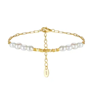 925 Silver Natural Baroque Pearl Circle Bracelet