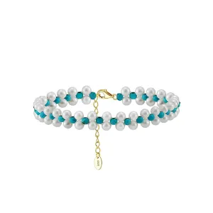 925 Silver Turquoise Pearl Beaded Bracelet