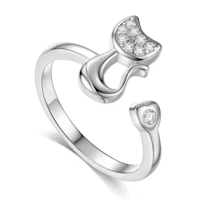 Adjustable Cat Ring (Sterling Silver Plated)