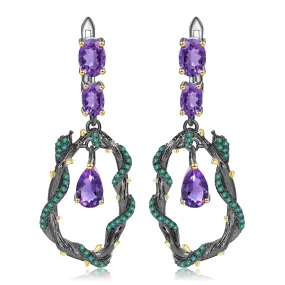 Amethyst Dangling Snake Earrings