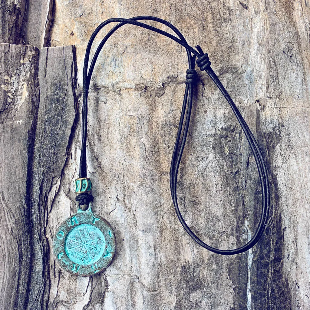 ancient path // men's medallion leather necklace