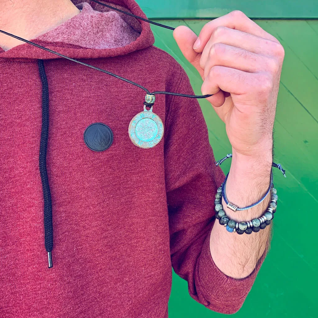 ancient path // men's medallion leather necklace