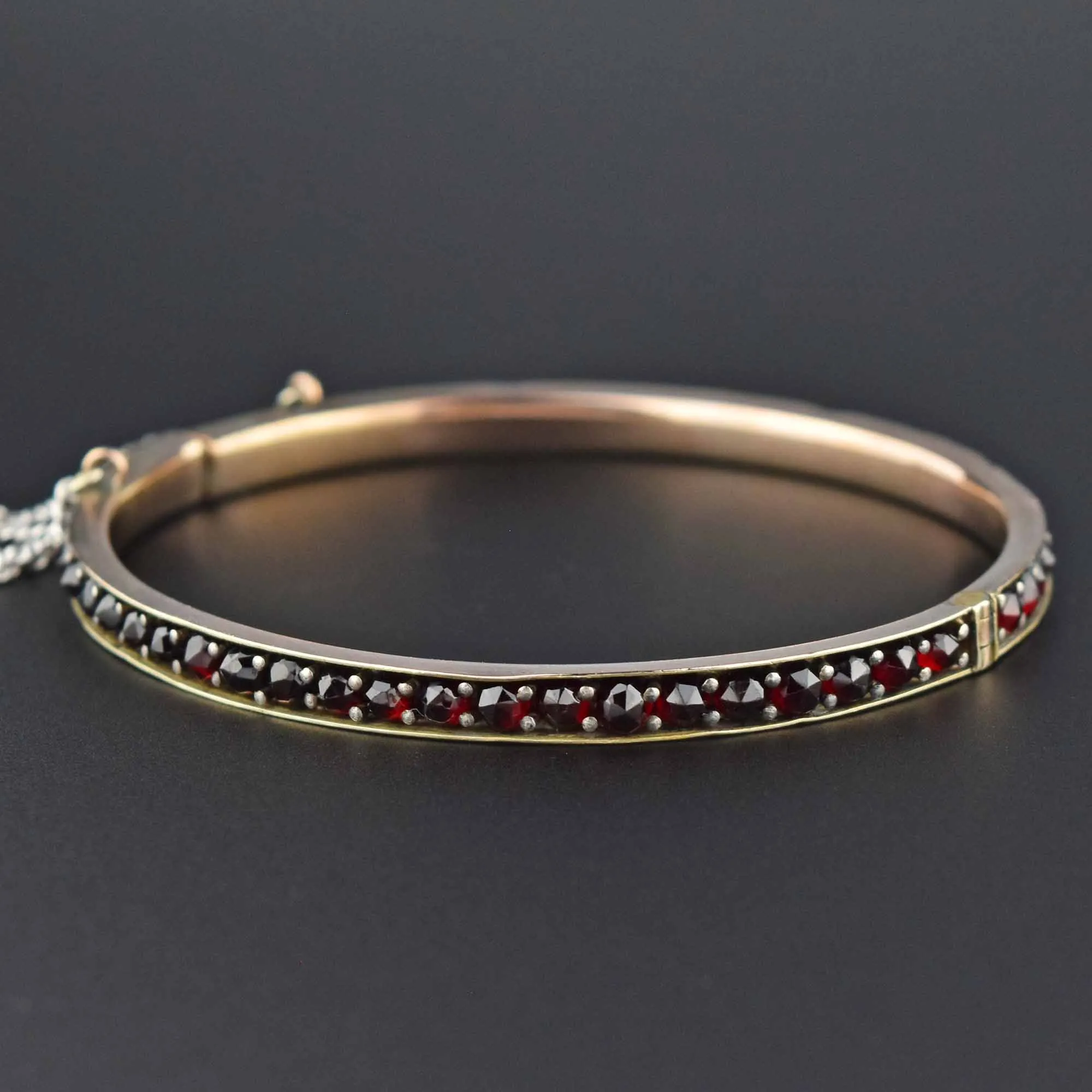 Antique Victorian Bohemian Garnet Bangle Bracelet