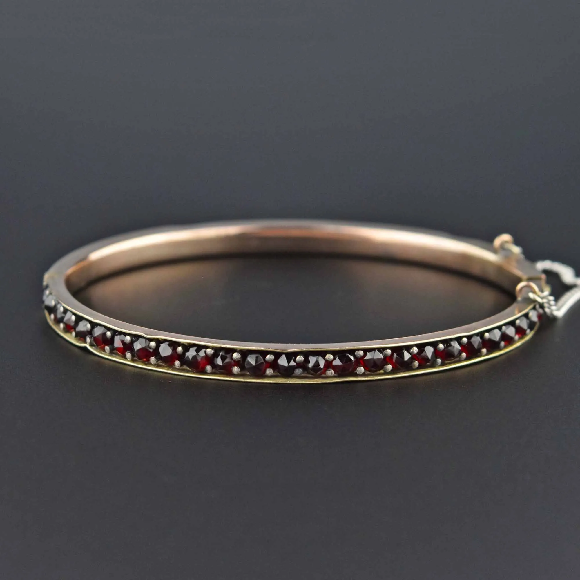 Antique Victorian Bohemian Garnet Bangle Bracelet