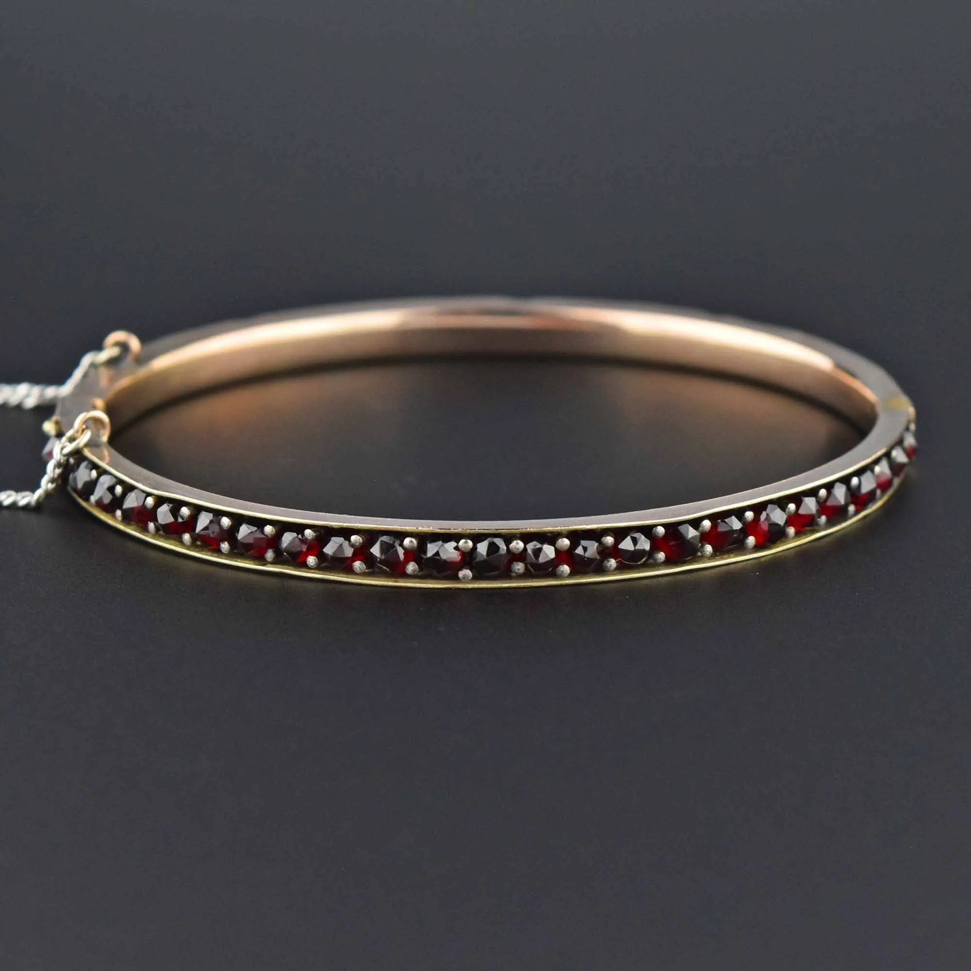 Antique Victorian Bohemian Garnet Bangle Bracelet