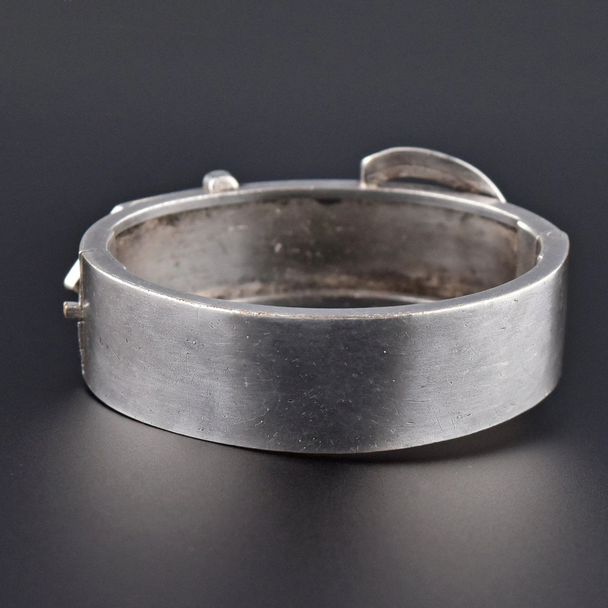 Antique Victorian Sterling Silver Buckle Cuff Bracelet