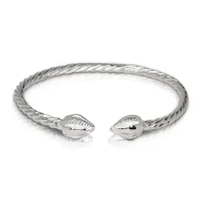 Better Jewelry Cocoa Pod Ends Coiled Rope West Indian Bangle .925 Sterling Silver, 1 piece