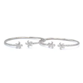 Better Jewelry Small Starfish Solid .925 Sterling Silver West Indian Bangles, 1 pair