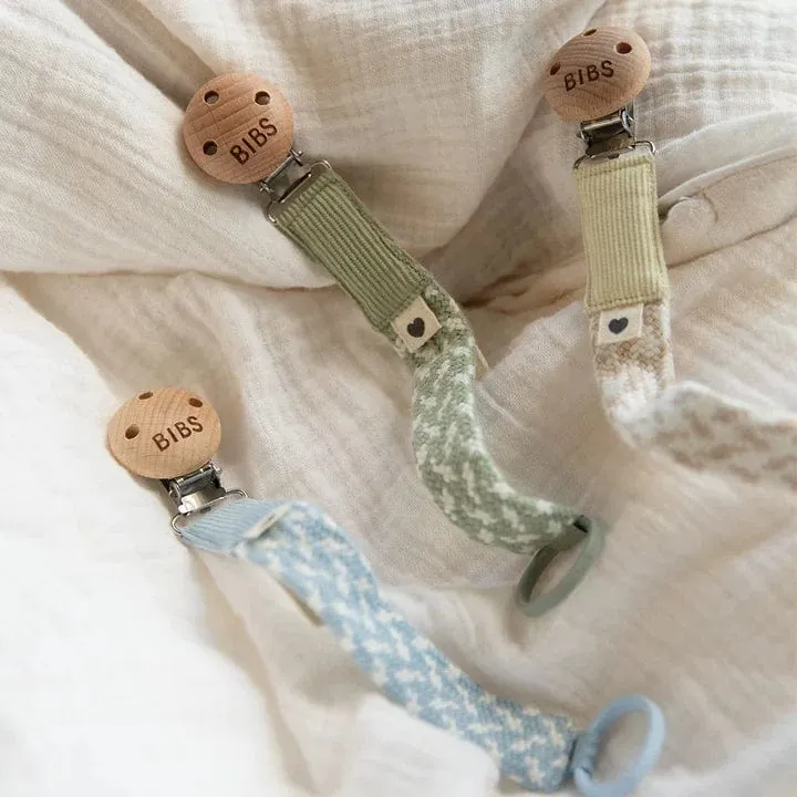 BIBS Pacifier Clip (Braided) - Baby Blue/Ivory