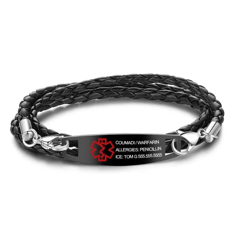 Black Rope Personalized Bracelet