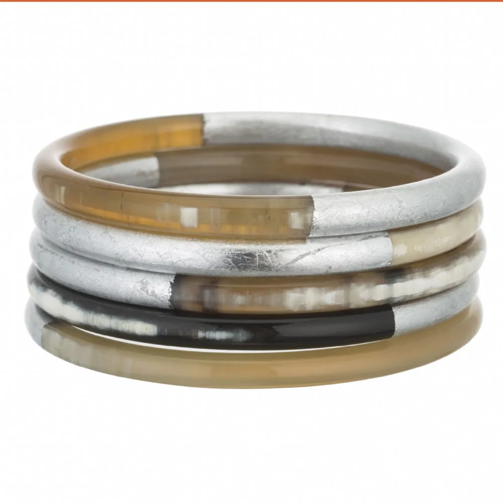 Buffalo Horn Bangle Set With Lacquer