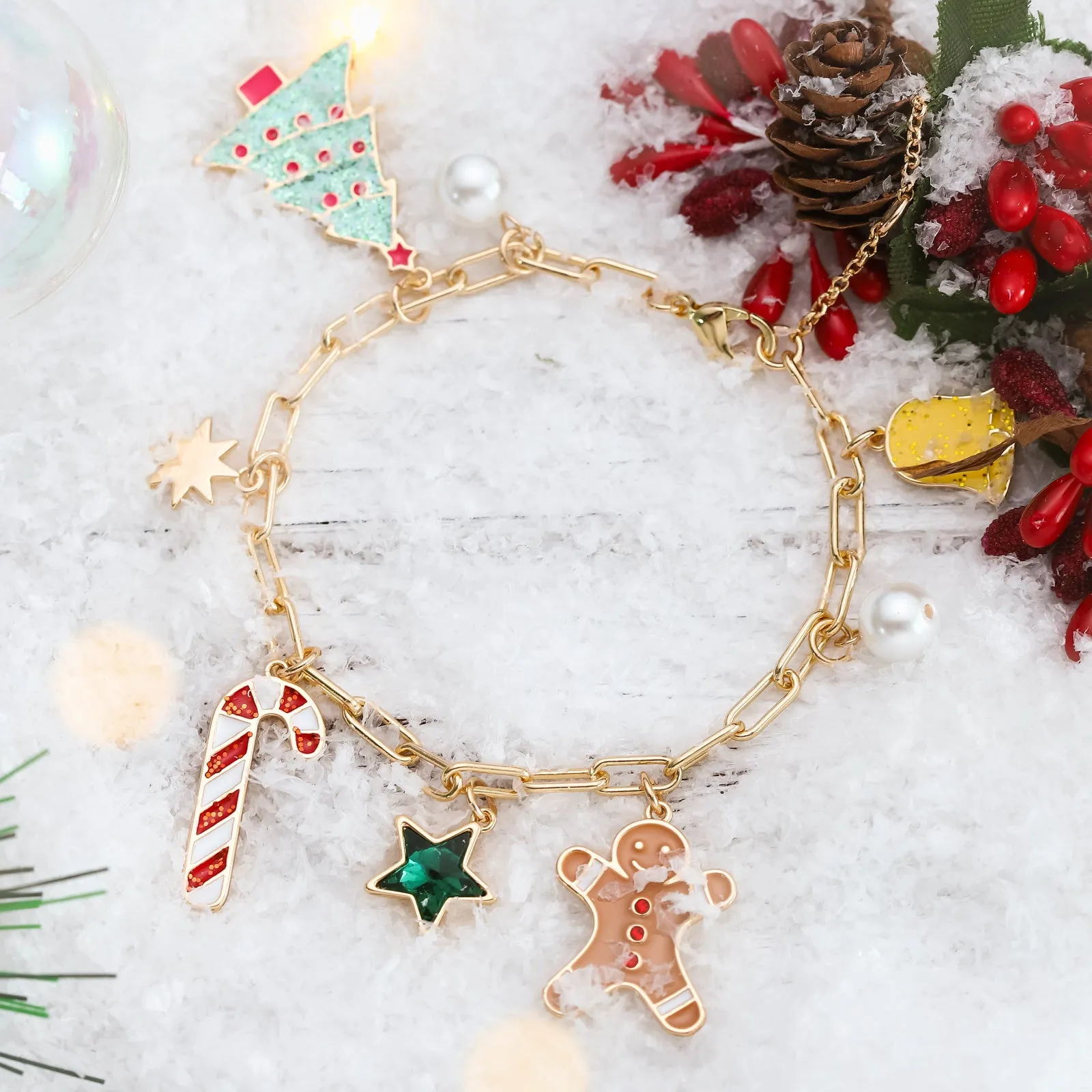 Christmas Tree Gingerbread Man Bracelet