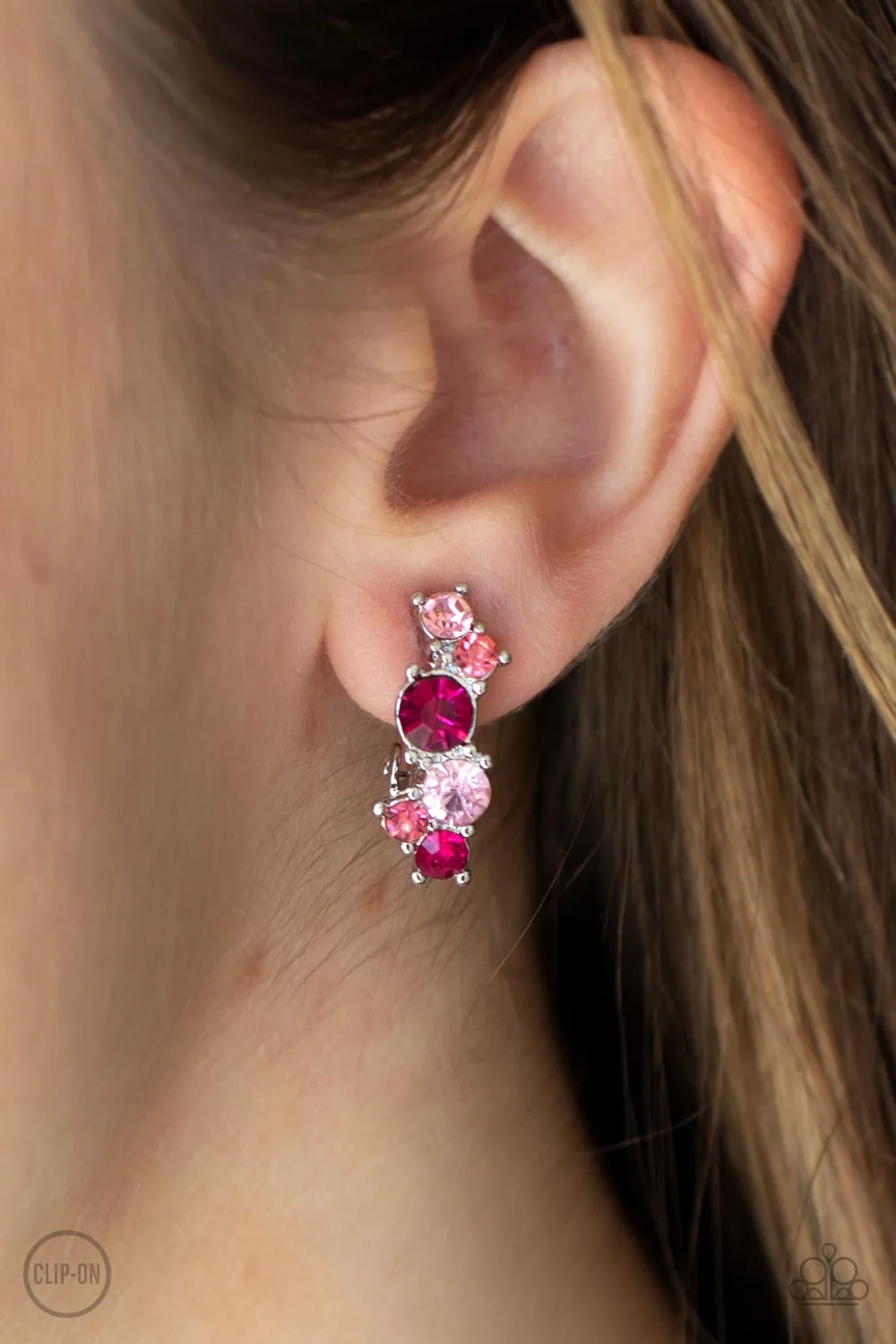 Cosmic Celebration - Pink Clip-On Earring