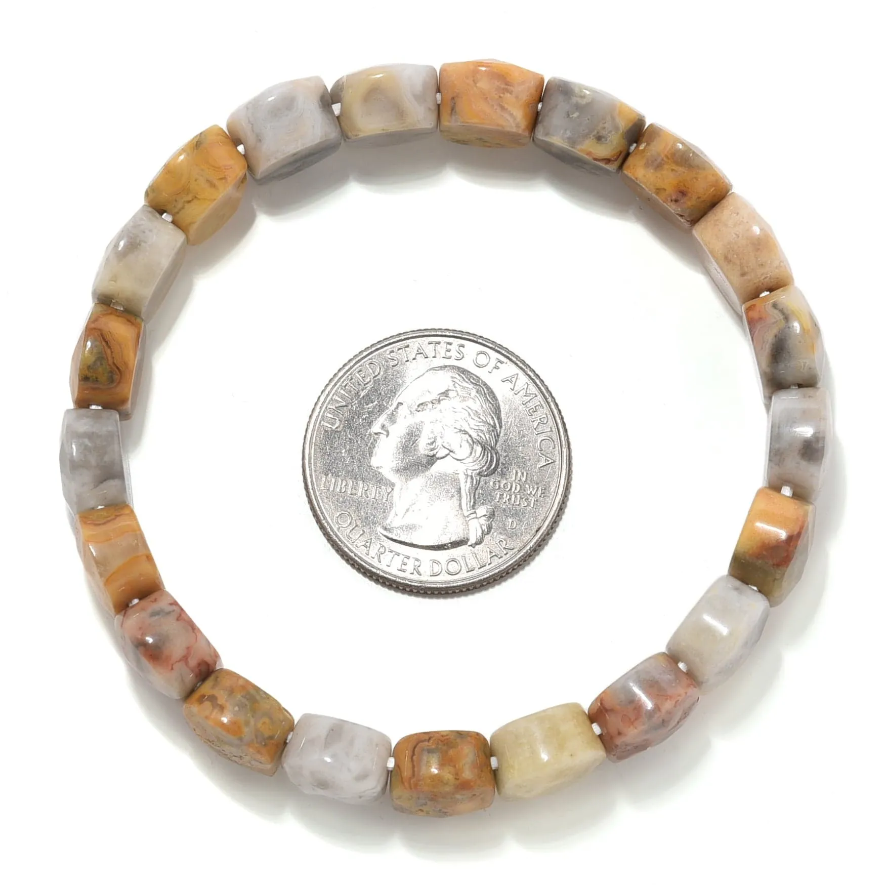 Crazy Lace Agate 14mm Bead Gemstone Elastic Bracelet