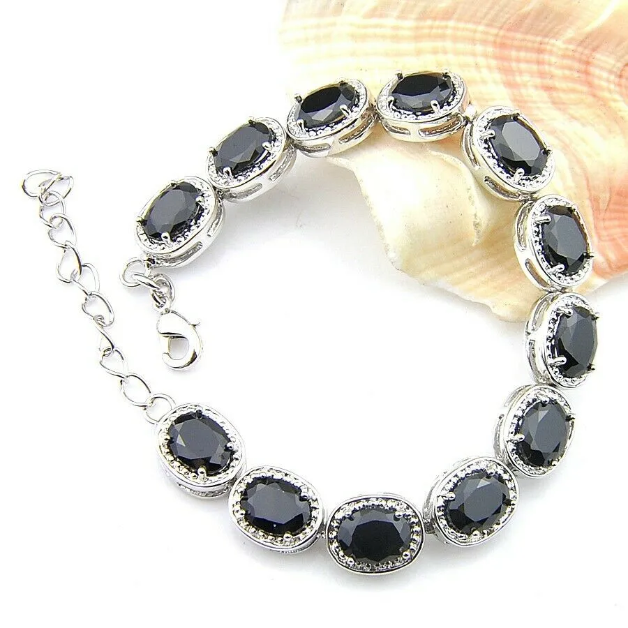 Created Black Sapphire CZ Tennis Bracelet