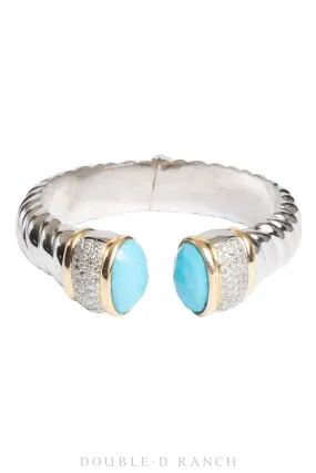 Cuff, Diamond Collection, Rope, Diamonds, Turquoise, Contemporary, 3487c