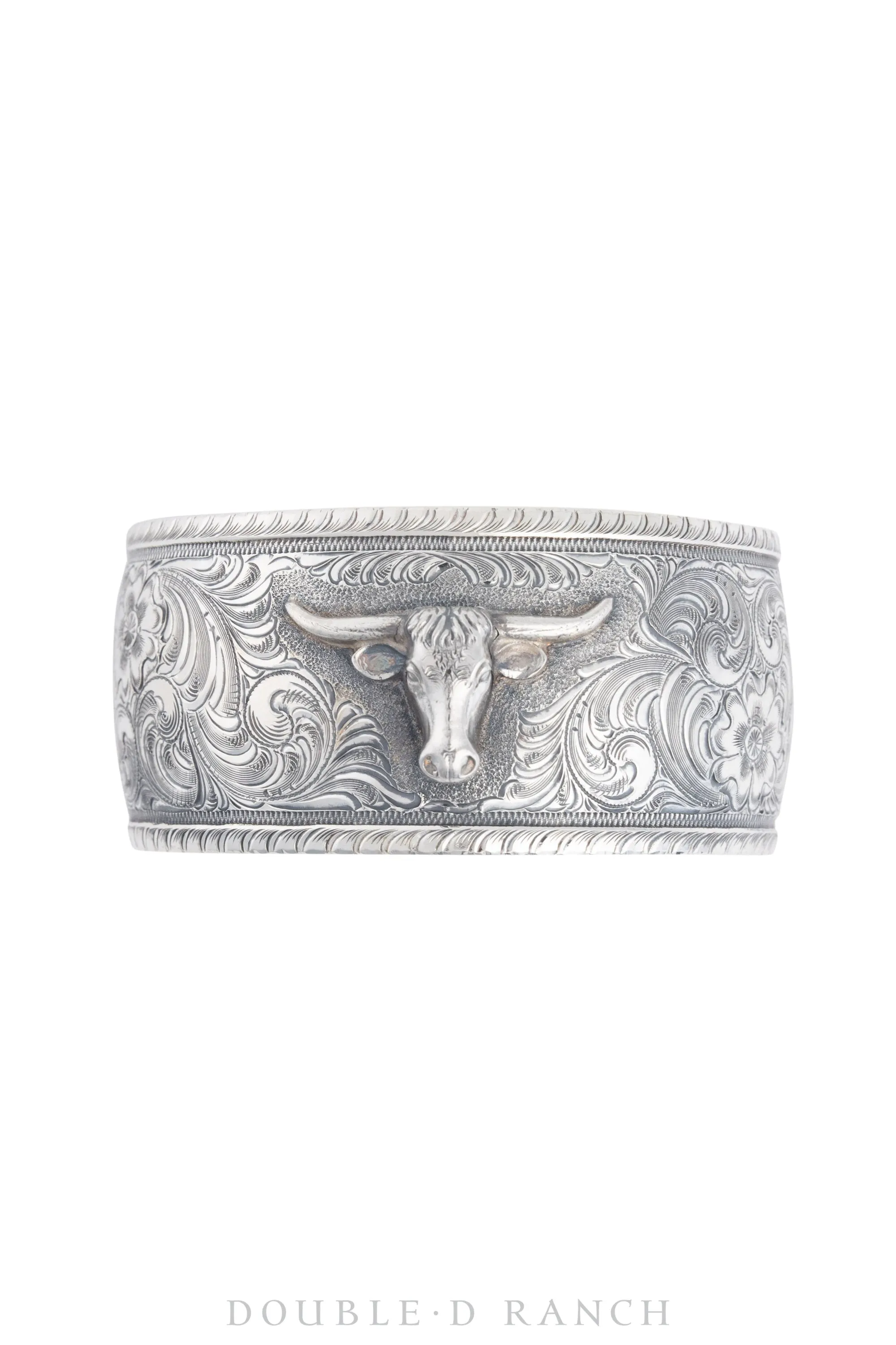 Cuff, Engraved, Western Longhorn, Artisan, Contemporary, 3600