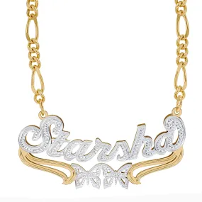 Custom Double Plated Name Necklace Starsha with Figaro chain